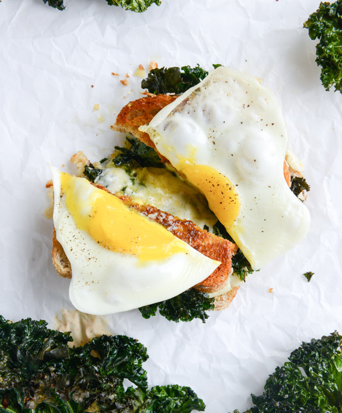 668px x 806px - Crispy Kale Grilled Cheese with Fried Eggs