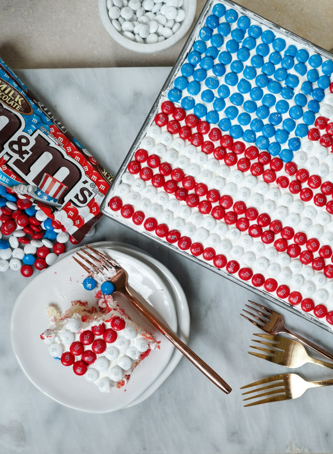 It's a video! Red, White and Blue Poke Cake with M&M'S. - How